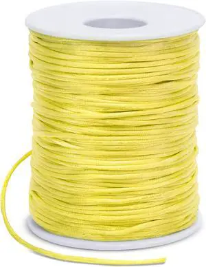 1.5mm Nylon Cord 328 Feet Satin Cord Nylon String for Bracelets, Bracelet Thread Bead String for Jewelry Making, Necklace, Chinese Knotting, Beading, DIY Crafts (Yellow) 1.5mm Nylon Cord 328 Feet Satin Cord Nylon String for Bracelets, Bracelet Thread Bead String for Jewelry Making, Necklace, Chinese Knotting, Beading, DIY Crafts (Yellow)