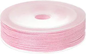 Twisted Nylon Twine Thread Beading Cord 1.5mm 20M/65 Feet Extra-Strong Braided Nylon String for Crafting Bracelets Jewelry Making, Pink Twisted Nylon Twine Thread Beading Cord 1.5mm 20M/65 Feet Extra-Strong Braided Nylon String for Crafting Bracelets Jewelry Making, Pink