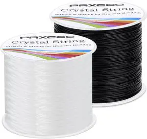Bracelet String, Paxcoo 2 Rolls Elastic Stretchy Bead String Cord for Clay Beads Kandi Pony Beads Bracelets Jewelry Making (0.5 MM, Crystal & Black) Bracelet String, Paxcoo 2 Rolls Elastic Stretchy Bead String Cord for Clay Beads Kandi Pony Beads Bracelets Jewelry Making (0.5 MM, Crystal & Black)
