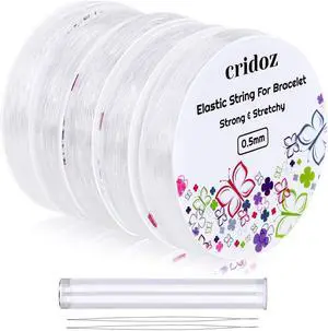 Stretchy String for Bracelets, Cridoz 5 Rolls Clear Elastic String Stretch Cord Jewelry Bead Bracelet String with 2 Pcs Beading Needles for Seed Beads, Pony Beads Stretchy String for Bracelets, Cridoz 5 Rolls Clear Elastic String Stretch Cord Jewelry Bead Bracelet String with 2 Pcs Beading Needles for Seed Beads, Pony Beads