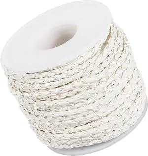 20.78 Yard 3MM Braided PU Leather Bolo Cord Round White Woven Leather Folded Bolo Tie String Lace Cording Rope Braiding Strip Thread for Jewelry Making Crafts Necklace Bracelets Beading 20.78 Yard 3MM Braided PU Leather Bolo Cord Round White Woven Leather Folded Bolo Tie String Lace Cording Rope Braiding Strip Thread for Jewelry Making Crafts Necklace Bracelets Beading