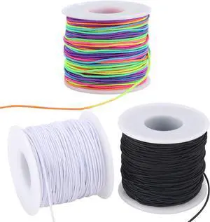 Stretchy String for Bracelets, 3 Rolls 1 mm 495 Feet Sturdy Elastic String Cord for Jewelry Making, Necklaces, Beading and Crafts (1.0mm (Black&Wihte&Rainbow)) Stretchy String for Bracelets, 3 Rolls 1 mm 495 Feet Sturdy Elastic String Cord for Jewelry Making, Necklaces, Beading and Crafts (1.0mm (Black&Wihte&Rainbow))