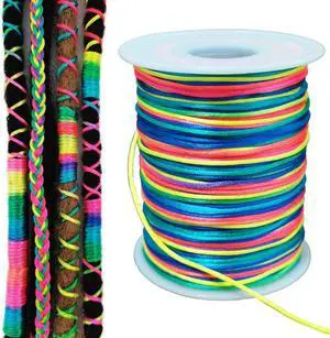 1.5mm Nylon String for Hair Braids Locs Twists Satin Bracelet Craft Cord | Silky Nylon Cord for Beading Jewelry Making, Pony Bead Lacing, Chinese Knotting Macrame, Keychain Lanyard Rattail, Pendants 1.5mm Nylon String for Hair Braids Locs Twists Satin Bracelet Craft Cord | Silky Nylon Cord for Beading Jewelry Making, Pony Bead Lacing, Chinese Knotting Macrame, Keychain Lanyard Rattail, Pendants