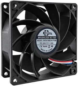 SXDOOL SXD9238B24H-PWM 92 x 92 x 38mm 24V DC 1.50A 10000RPM High Static Pressure Cooling Fan, Dual Ball Bearings, Copper Center Tube, PWM / FG 4-Wire SXDOOL SXD9238B24H-PWM 92 x 92 x 38mm 24V DC 1.50A 10000RPM High Static Pressure Cooling Fan, Dual Ball Bearings, Copper Center Tube, PWM / FG 4-Wire