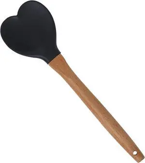 Yansumi Heart-Shaped Silicone Spatula with Wooden Handle for Nonstick Cookware-Kitchen Utensils for Baking,Cooking,Mixing,Scraping,and Stirring (Black) Yansumi Heart-Shaped Silicone Spatula with Wooden Handle for Nonstick Cookware-Kitchen Utensils for Baking,Cooking,Mixing,Scraping,and Stirring (Black)