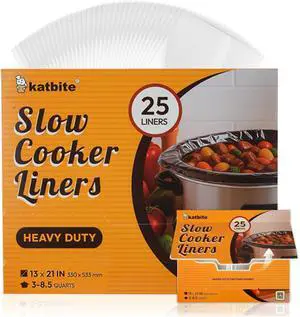 Katbite 25 Count Slow Cooker Liners 13" X 21", Fits 3-8.5 Quart Pots Katbite 25 Count Slow Cooker Liners 13" X 21", Fits 3-8.5 Quart Pots