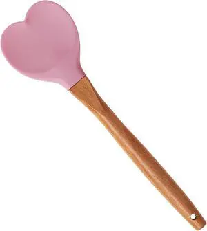 Yansumi Heart-Shaped Silicone Spatula with Wooden Handle for Nonstick Cookware-Kitchen Utensils for Baking,Cooking,Mixing,Scraping,and Stirring (Pink) Yansumi Heart-Shaped Silicone Spatula with Wooden Handle for Nonstick Cookware-Kitchen Utensils for Baking,Cooking,Mixing,Scraping,and Stirring (Pink)