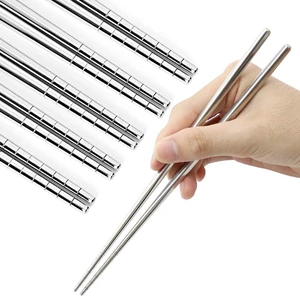 Stainless Steel Chopsticks, 5 Pairs, Silver Stainless Steel Chopsticks, 5 Pairs, Silver