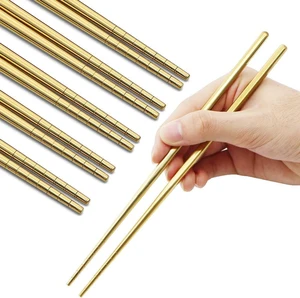 Stainless Steel Chopsticks, 5 Pairs, Gold Stainless Steel Chopsticks, 5 Pairs, Gold