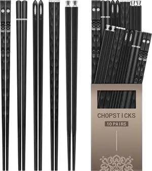 HIWARE 10 Pairs Fiberglass Chopsticks - Reusable Chopsticks Japanese Style Dishwasher Safe, 9 1/2 Inches HIWARE 10 Pairs Fiberglass Chopsticks - Reusable Chopsticks Japanese Style Dishwasher Safe, 9 1/2 Inches