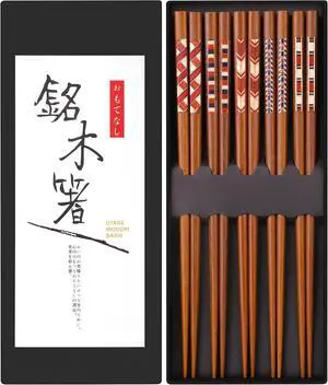 Antner Handmade Japanese Chopsticks Reusable Natural Wooden Chopstick with Box, 5 Pairs Gift Set Antner Handmade Japanese Chopsticks Reusable Natural Wooden Chopstick with Box, 5 Pairs Gift Set