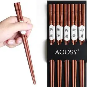 5-Pair Reusable Wooden Chopsticks, AOOSY Hand-Carved Rosewood Chop Sticks 5-Pair Reusable Wooden Chopsticks, AOOSY Hand-Carved Rosewood Chop Sticks