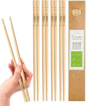 5 pairs of bamboo chopsticks can be reused, classic healthy high-quality natural bamboo chopsticks, can be washed in the dishwasher, 9.8 inches / 25 cm, (pattern: more than every year) 5 pairs of bamboo chopsticks can be reused, classic healthy high-quality natural bamboo chopsticks, can be washed in the dishwasher, 9.8 inches / 25 cm, (pattern: more than every year)