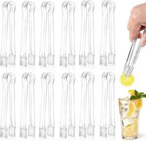 Ninsula 12 PCS Plastic Serving Tongs, 6.3 Inches Disposable Clear Tongs Ninsula 12 PCS Plastic Serving Tongs, 6.3 Inches Disposable Clear Tongs