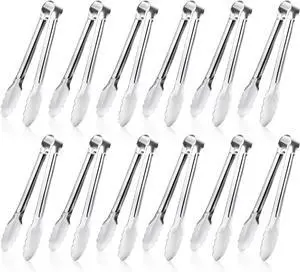 12 Pack Small Serving Tongs,XEVOM Stainless Steel Sugar Tongs Mini Appetizers Tongs Mental Kitchen Tongs for Serving Food (5inch) 12 Pack Small Serving Tongs,XEVOM Stainless Steel Sugar Tongs Mini Appetizers Tongs Mental Kitchen Tongs for Serving Food (5inch)