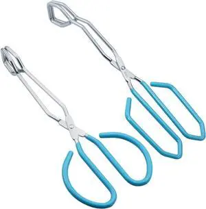 HINMAY Scissor Style Tongs 10 Inches and 11 Inches Set, Set of 2 HINMAY Scissor Style Tongs 10 Inches and 11 Inches Set, Set of 2