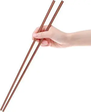 GLAMFIELDS 16.5 Inches Wooden Cooking Chopsticks Reusable for Noodles Frying Hotpot Extra Long Kitchen Chop Sticks Brown 2 Pairs GLAMFIELDS 16.5 Inches Wooden Cooking Chopsticks Reusable for Noodles Frying Hotpot Extra Long Kitchen Chop Sticks Brown 2 Pairs