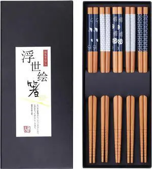 Antner 5 Pairs Bamboo Chopsticks Reusable Chop Sticks Japanese Style Bamboo Chopstick with Black Box Lightweight 8.8 Inch/22.5cm Non-Slip Chopsticks Gift Set Antner 5 Pairs Bamboo Chopsticks Reusable Chop Sticks Japanese Style Bamboo Chopstick with Black Box Lightweight 8.8 Inch/22.5cm Non-Slip Chopsticks Gift Set