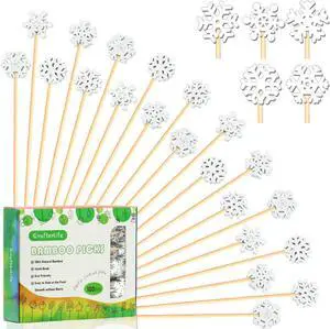 100Pcs 4.9" Snowflakes Cocktail Picks 5 Shapes of Snowflake Decor 100Pcs 4.9" Snowflakes Cocktail Picks 5 Shapes of Snowflake Decor
