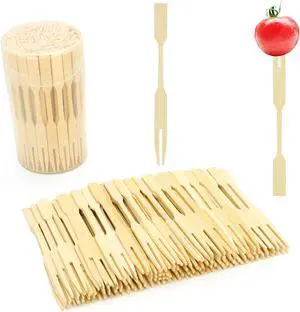 Mini Bamboo Forks 3.5 Inches, Small Forks Dessert, Cocktail Forks, Double Prong Toothpicks for Appetizer, Disposable Wooden/Wood Food Picks for Charcuterie Board Accessories. 110 PCS Mini Bamboo Forks 3.5 Inches, Small Forks Dessert, Cocktail Forks, Double Prong Toothpicks for Appetizer, Disposable Wooden/Wood Food Picks for Charcuterie Board Accessories. 110 PCS