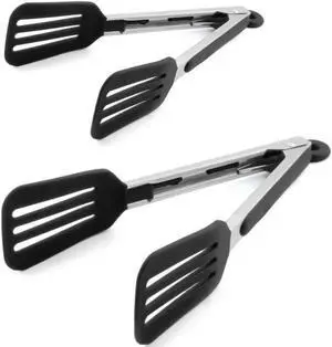 2 Pack Stainless Steel Silicone Cooking & Serving Tongs, 7 & 9 Inch 2 Pack Stainless Steel Silicone Cooking & Serving Tongs, 7 & 9 Inch
