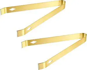 2 Pack Small Metal Tongs, 6 Inch Stainless Steel Restaurant Grade Serving Tongs with Teeth for Serving Food Sugar Salad Ice Coffee (Gold) 2 Pack Small Metal Tongs, 6 Inch Stainless Steel Restaurant Grade Serving Tongs with Teeth for Serving Food Sugar Salad Ice Coffee (Gold)