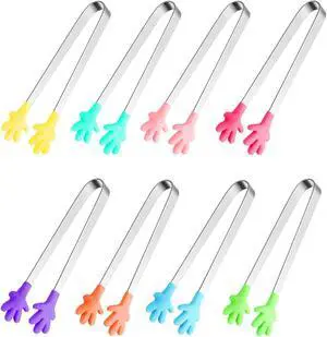 8PCS Silicone Mini Tongs, 5Inch Hand Shape Food Tongs, Colourful Small Kids Tongs for Serving Food, Ice Cube, fruits, Sugar, Barbecue by Sunenlyst (Palm sharp) 8PCS Silicone Mini Tongs, 5Inch Hand Shape Food Tongs, Colourful Small Kids Tongs for Serving Food, Ice Cube, fruits, Sugar, Barbecue by Sunenlyst (Palm sharp)
