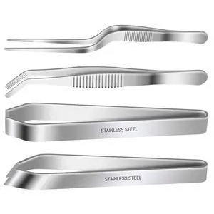 4 Pieces Fish Bone Tweezers Set, Two 4.6" Stainless Steel Tweezer and Two 5.5" Tongs for Cooking Food Design styling. 4 Pieces Fish Bone Tweezers Set, Two 4.6" Stainless Steel Tweezer and Two 5.5" Tongs for Cooking Food Design styling.