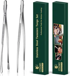 2 Pcs 12-Inch Cooking Tweezers Fine Tweezer Tongs, Extra-Long Stainless Steel Kitchen Tweezers, for Grilling, Serving, and Food Preparation,Silver 2 Pcs 12-Inch Cooking Tweezers Fine Tweezer Tongs, Extra-Long Stainless Steel Kitchen Tweezers, for Grilling, Serving, and Food Preparation,Silver