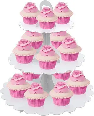 White Cupcake Stand Tower, 3-Tier Cardboard Dessert Display with Heart Handle,Perfect for Birthday Baby Shower Wedding Tea Party Graduation, Easy 60-Second Assembly, Holds 12+Cupcakes (1-Pack) White Cupcake Stand Tower, 3-Tier Cardboard Dessert Display with Heart Handle,Perfect for Birthday Baby Shower Wedding Tea Party Graduation, Easy 60-Second Assembly, Holds 12+Cupcakes (1-Pack)