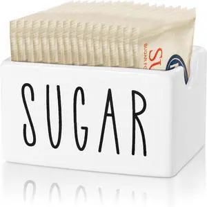 Ceramic Sugar Packet Holder for Coffee Bar, Sugar Packet Caddy and Dispenser for Table, Office, Hotel, Restaurant (White) Ceramic Sugar Packet Holder for Coffee Bar, Sugar Packet Caddy and Dispenser for Table, Office, Hotel, Restaurant (White)