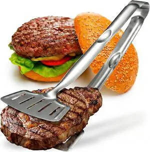 Grip Right Turner Tongs Kitchen Discovery Dual Spatulas for Safe Lifting of Fish, Burgers, Pancakes, Cutlets Stainless Steel Barbecue Tongs for Easy Flipping Grip Right Turner Tongs Kitchen Discovery Dual Spatulas for Safe Lifting of Fish, Burgers, Pancakes, Cutlets Stainless Steel Barbecue Tongs for Easy Flipping