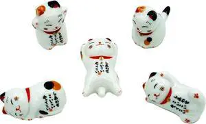 Cute Cat Chopsticks Rest Dinner Spoon Stand Knife Fork Holder, Valentine's Day present (5pcs White) Cute Cat Chopsticks Rest Dinner Spoon Stand Knife Fork Holder, Valentine's Day present (5pcs White)