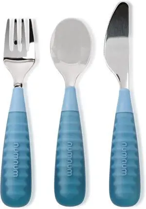 NumNum Toddler Utensils Silverware Set 2+ Yrs, 3-Pack Blue NumNum Toddler Utensils Silverware Set 2+ Yrs, 3-Pack Blue