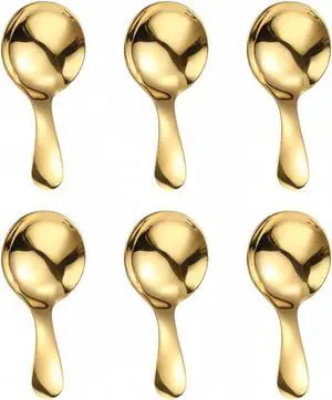 6PCS Mini Gold Spoons, Short Handle Scoops for Salt Sugar Coffee Tea Dessert Condiments - Small Canister Scoops for Candy Buffet (Gold) 6PCS Mini Gold Spoons, Short Handle Scoops for Salt Sugar Coffee Tea Dessert Condiments - Small Canister Scoops for Candy Buffet (Gold)