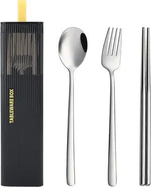 DEVICO Travel Utensils with Case, 4Pcs Korean Chopsticks Fork and Spoon Set DEVICO Travel Utensils with Case, 4Pcs Korean Chopsticks Fork and Spoon Set