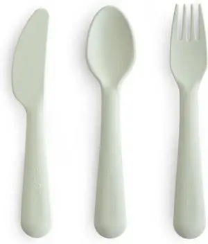 mushie Dinnerware Cutlery Set of 3 For Kids | Made in Denmark (Sage) mushie Dinnerware Cutlery Set of 3 For Kids | Made in Denmark (Sage)