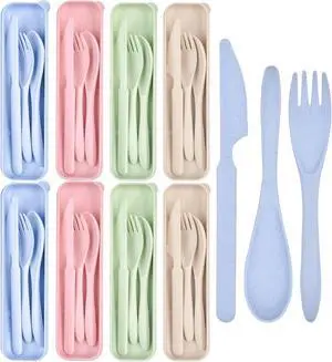 8 Sets Portable Cutlery Set,Reusable Travel Utensils with Case 8 Sets Portable Cutlery Set,Reusable Travel Utensils with Case