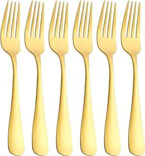 Matte Gold Dinner Fork Set, GoGeiLi 8.0-inch Stainless Steel Satin Finish Fork Silverware, Gold Flatware Table Fork Set of 6, Dishwasher Safe Matte Gold Dinner Fork Set, GoGeiLi 8.0-inch Stainless Steel Satin Finish Fork Silverware, Gold Flatware Table Fork Set of 6, Dishwasher Safe