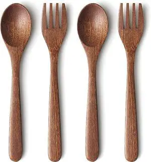 YFWOOD 4-Pieces Natural Wooden Kids Utensils Set, Child Forks and Spoons YFWOOD 4-Pieces Natural Wooden Kids Utensils Set, Child Forks and Spoons