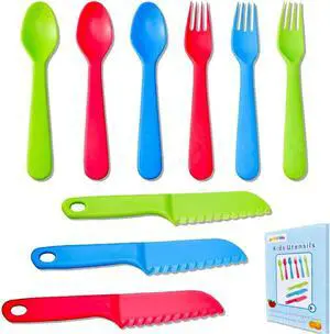 Kids Cutlery Set - Jawbush 9 Pcs Plastic Toddler Utensils Forks and Spoons with Knives for School Lunch Box Camping or Travel, Reusable Kids Silverware Set with Bright Colors, Dishwasher Safe Kids Cutlery Set - Jawbush 9 Pcs Plastic Toddler Utensils Forks and Spoons with Knives for School Lunch Box Camping or Travel, Reusable Kids Silverware Set with Bright Colors, Dishwasher Safe
