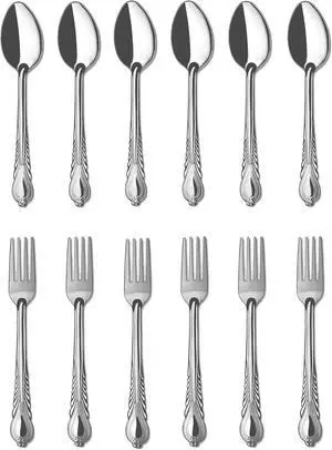 Forks and Spoons 12 Pieces Stainless Steel Cutlery Silverware Flatware Tableware Set Dishwasher Safe Rust and Heat Resistant Forks and Spoons 12 Pieces Stainless Steel Cutlery Silverware Flatware Tableware Set Dishwasher Safe Rust and Heat Resistant