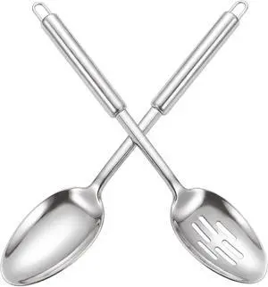 Stainless Steel Serving Spoon,Solid Slotted Spoon,Cooking Spoons Set, Kitchen Utensils Set For Mixing, Serving, Stiring Large Spoons Stainless Steel Serving Spoon,Solid Slotted Spoon,Cooking Spoons Set, Kitchen Utensils Set For Mixing, Serving, Stiring Large Spoons