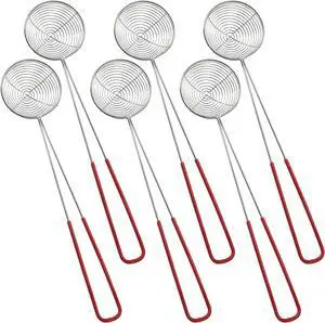 BokWin 6 Pieces Stainless Steel Hot Pot Strainer Scoops, Red BokWin 6 Pieces Stainless Steel Hot Pot Strainer Scoops, Red