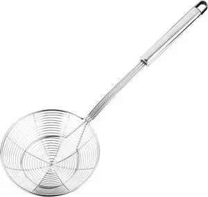Hiware Solid Stainless Steel Spider Strainer Skimmer Ladle for Cooking and Frying, Kitchen Utensils Wire Strainer Pasta Spoon, 5.4 Inch Hiware Solid Stainless Steel Spider Strainer Skimmer Ladle for Cooking and Frying, Kitchen Utensils Wire Strainer Pasta Spoon, 5.4 Inch