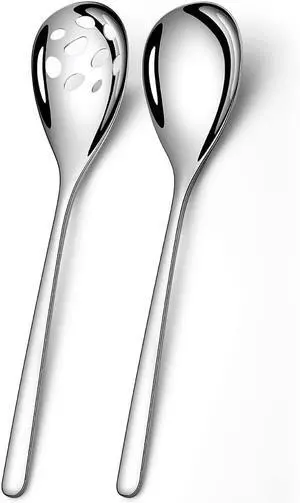 2-Piece Serving Spoon Set, 9.4 Inch Stainless Steel Slotted&Solid Spoons, Extra Large Heavy Duty Kitchen Utensils for Buffet, Party, Restaurant 2-Piece Serving Spoon Set, 9.4 Inch Stainless Steel Slotted&Solid Spoons, Extra Large Heavy Duty Kitchen Utensils for Buffet, Party, Restaurant