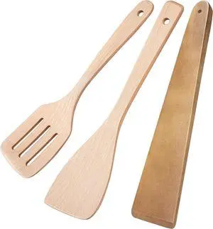 MORGLES 3Pcs Beechwood Spatulas, Long Handle, Non-Scratch for Nonstick Pans MORGLES 3Pcs Beechwood Spatulas, Long Handle, Non-Scratch for Nonstick Pans