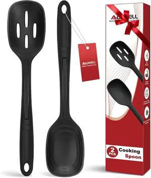 2 Pack Large Silicone Cooking Spoon with Measuring Mark, Serving Spoons 2 Pack Large Silicone Cooking Spoon with Measuring Mark, Serving Spoons