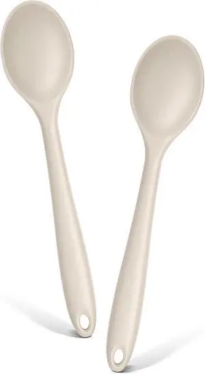 E-far Silicone Cooking Spoon Set of 2, Heat Resistant Mixing Spoon Utensils E-far Silicone Cooking Spoon Set of 2, Heat Resistant Mixing Spoon Utensils