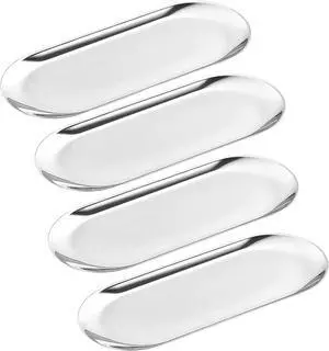 4 Pcs 7 Inch x 3.3 Inch Trinket Tray, Silver Stainless Steel, for Serving Trays Towel Storage Dish Plate Tea Fruit Trays Jewelry Plate Decorative Storage Tray 4 Pcs 7 Inch x 3.3 Inch Trinket Tray, Silver Stainless Steel, for Serving Trays Towel Storage Dish Plate Tea Fruit Trays Jewelry Plate Decorative Storage Tray